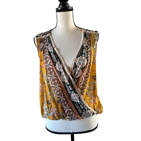 Free People Floral Yellow Sleeveless Top - Picture 3 of 6